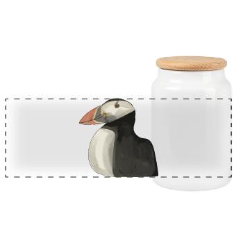 Pinguin Portrait im Malerei-Stil - Panorama Keksdose mit Holzdeckel - Weiß - Vorne