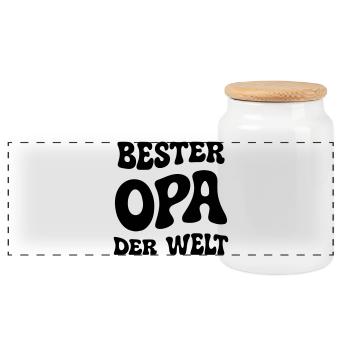 Bester Opa der Welt - Panorama Keksdose mit Holzdeckel - Weiß - Vorne