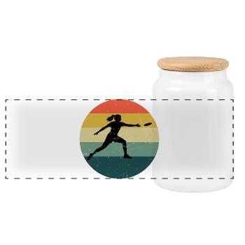 Geschenkidee für die Frisbee-Spielerin mit Frisbee - Panorama Keksdose mit Holzdeckel - Weiß - Vorne