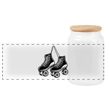 Patins à roulettes suspendus - Boîte à biscuits avec couvercle en bois - blanc - Devant