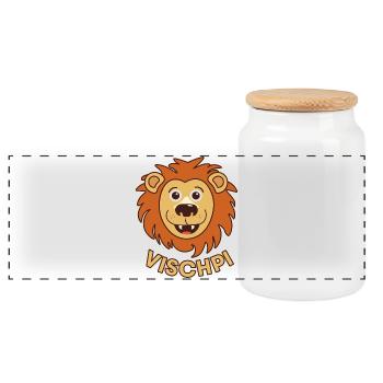 Vishpi - Panoramic Cookie Jar with Wooden Lid - white - Front