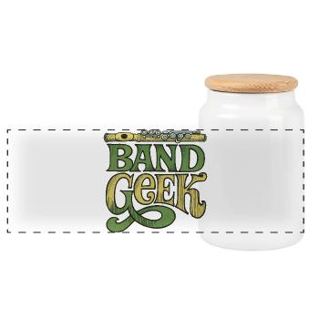 Band Geek Vintage Logo - Panoramic Cookie Jar with Wooden Lid - white - Front