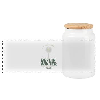Berlin Winter Survived Lamp - Panoramic Cookie Jar with Wooden Lid - white - Front