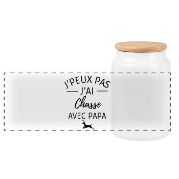 j'peux pas j'ai chasse avec papa - Boîte à biscuits avec couvercle en bois - blanc - Devant