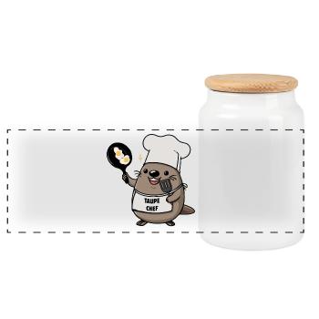 TAUPE CHEF ! - humour cuisine et animal drôle - Boîte à biscuits avec couvercle en bois - blanc - Devant