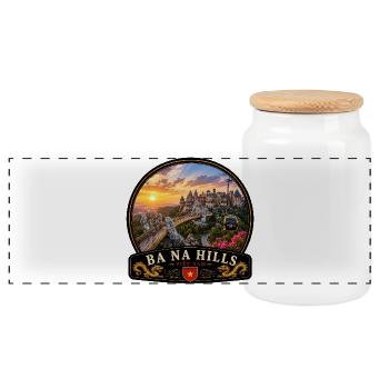 Ba Na Hills Vietnam Urlaub Erlebnis Schloss - Panorama Keksdose mit Holzdeckel - Weiß - Vorne