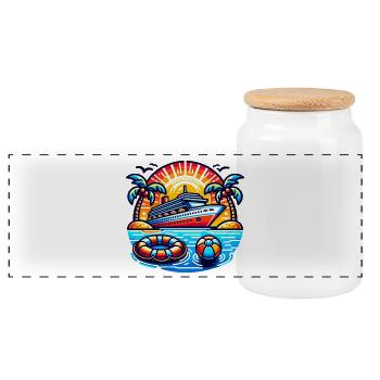 Croisière - Boîte à biscuits avec couvercle en bois - blanc - Devant