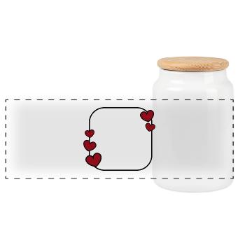 Heart Frame - Panoramic Cookie Jar with Wooden Lid - white - Front