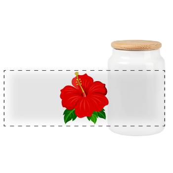 Hibiskusblüte - Panorama Keksdose mit Holzdeckel - Weiß - Vorne