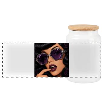 Portrait rétro glamour d’Améthyste Noire - Boîte à biscuits avec couvercle en bois - blanc - Devant