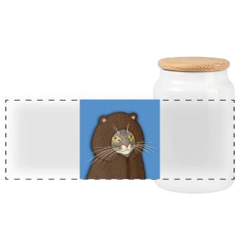 Portrait du Chat à Capuche d’Ours - Boîte à biscuits avec couvercle en bois - blanc - Devant