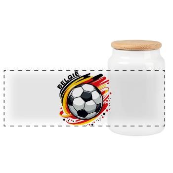 Belgian football - Panoramic Cookie Jar with Wooden Lid - white - Front