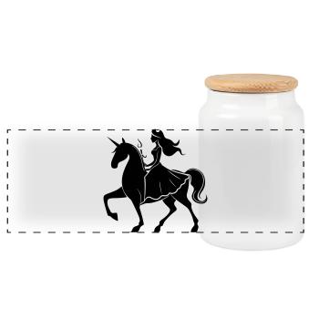 Princess Unicorn - Panoramic Cookie Jar with Wooden Lid - white - Front