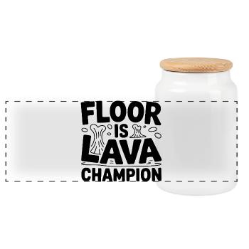 Floor Is Lava Champion - Panoramic Cookie Jar with Wooden Lid - white - Front