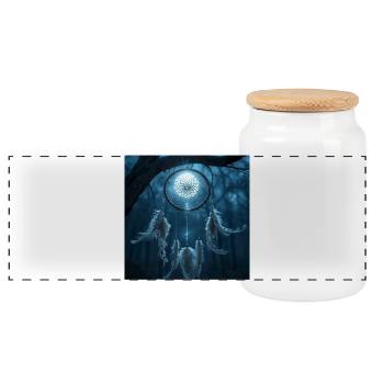 Traumfänger-Nacht-Talisman – Dunkle Fantasie - Panorama Keksdose mit Holzdeckel - Weiß - Vorne