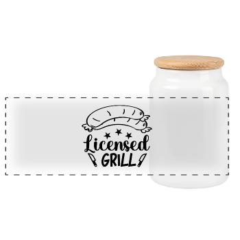 Calligraphie de grill sous licence - Boîte à biscuits avec couvercle en bois - blanc - Devant
