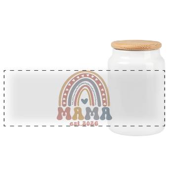 Mom Mom Baby Best Mom Mother's Day Rainbow - Panoramic Cookie Jar with Wooden Lid - white - Front