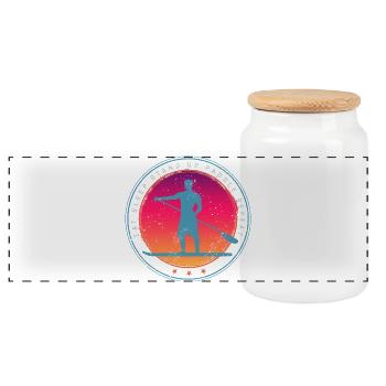 Stand Up Paddle Board Sunset Vintage SUP - Boîte à biscuits avec couvercle en bois - blanc - Devant