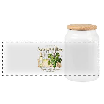Loire Sauvignon Blanc élégant - Boîte à biscuits avec couvercle en bois - blanc - Devant