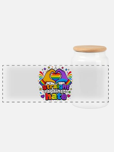 Gleichheit des Regenbogenstolzes direkt gegen Hass - Panorama Keksdose mit Holzdeckel - Weiß