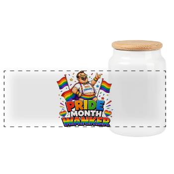 Mois de la fierté : design arc-en-ciel drôle - Boîte à biscuits avec couvercle en bois - blanc - Devant