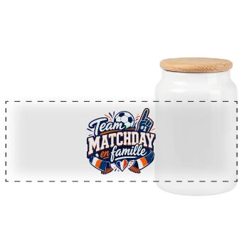 Matchday en Famille – Support - Boîte à biscuits avec couvercle en bois - blanc - Devant
