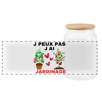 J peux pas j ai Jardinage - Boîte à biscuits avec couvercle en bois - blanc - Devant