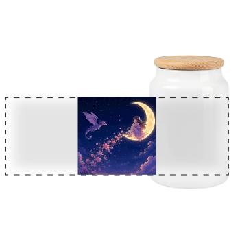 Fleur de Dragon au Clair de Lune - Boîte à biscuits avec couvercle en bois - blanc - Devant