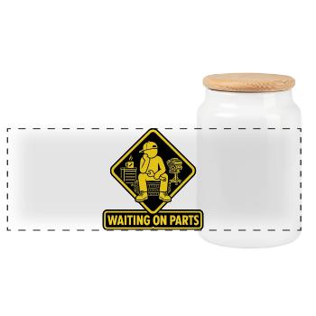 En attente des parties - Schrauber Werkstatt Humour - Boîte à biscuits avec couvercle en bois - blanc - Devant