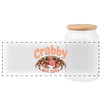 Crabby But Cute Funny Crab Retro Pun - Boîte à biscuits avec couvercle en bois - blanc - Devant