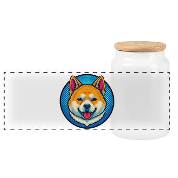 Shiba Inu (portrait/bande dessinée) - Boîte à biscuits avec couvercle en bois - blanc - Devant