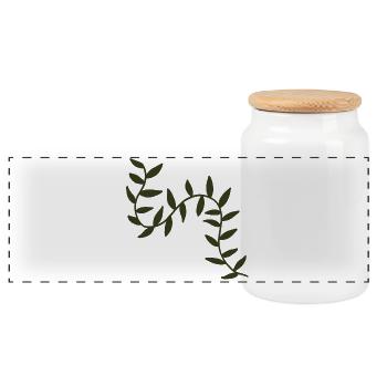 Arching Olive Vines botanical motif - Panoramic Cookie Jar with Wooden Lid - white - Front