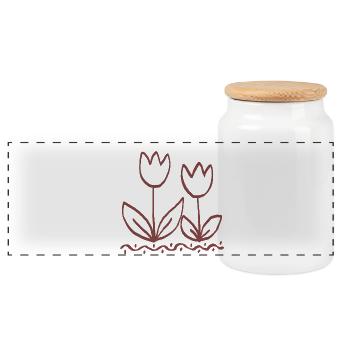 Tulip Line Art Duo - Panorama Keksdose mit Holzdeckel - Weiß - Vorne