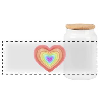 Regenbogen-Aquarellherz - Panorama Keksdose mit Holzdeckel - Weiß - Vorne