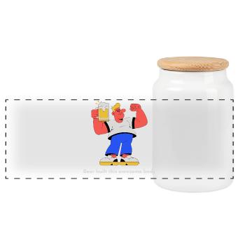 Bier gebauter Körper – humorvolles Training - Panorama Keksdose mit Holzdeckel - Weiß - Vorne