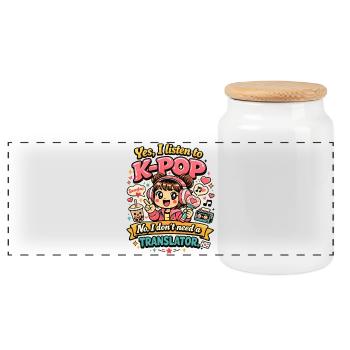 Yes I listen to K-Pop | Lustiges Retro Design - Panorama Keksdose mit Holzdeckel - Weiß - Vorne