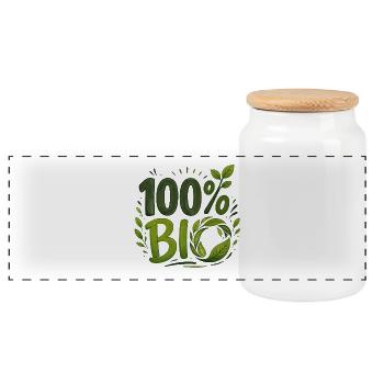 100% ORGANIC – Natur und Landwirtschaftsökologie - Panorama Keksdose mit Holzdeckel - Weiß - Vorne