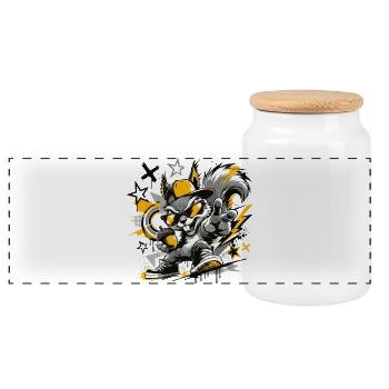 Graffiti de graffiti de fous - Boîte à biscuits avec couvercle en bois - blanc - Devant