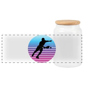 Pickleballer gift idea for pickleball fans - Panoramic Cookie Jar with Wooden Lid - white - Front