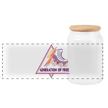 Generation of Freedom SkateLogo - Panoramic Cookie Jar with Wooden Lid - white - Front