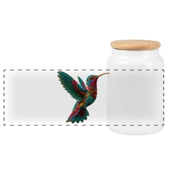 Aztekischer Kolibri Bunt Mosaik - Panorama Keksdose mit Holzdeckel - Weiß - Vorne