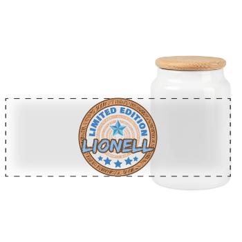 Dire Lionell - Boîte à biscuits avec couvercle en bois - blanc - Devant