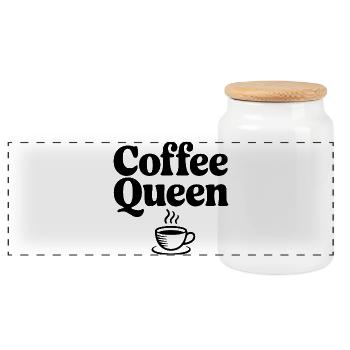 Coffee Queen - Panoramic Cookie Jar with Wooden Lid - white - Front