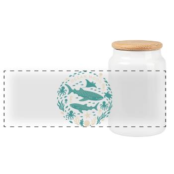 Ocean Mood - Panoramic Cookie Jar with Wooden Lid - white - Front