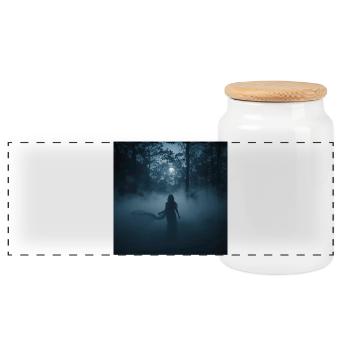 Rusalka im Nebel – Slawischer Nachtgeist - Panorama Keksdose mit Holzdeckel - Weiß - Vorne