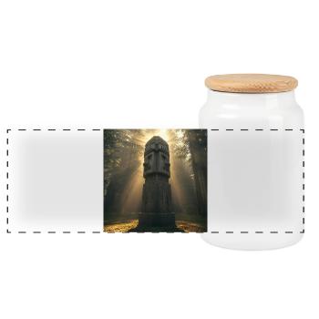 Świętowit – Slavic Idol from the Depths of the Forest - Panoramic Cookie Jar with Wooden Lid - white - Front