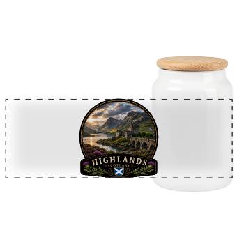 Schottland Highlands Natur Fluss Berge Wandern - Panorama Keksdose mit Holzdeckel - Weiß - Vorne