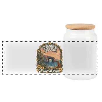 Channel Islands National Park, USA, California - Panoramic Cookie Jar with Wooden Lid - white - Front