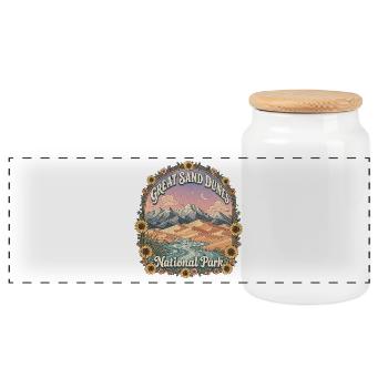 Great Sand Dunes National Park, USA, Colorado - Panoramic Cookie Jar with Wooden Lid - white - Front