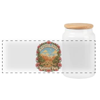 Capitol Reef National Park USA Utah Vintage - Panoramic Cookie Jar with Wooden Lid - white - Front